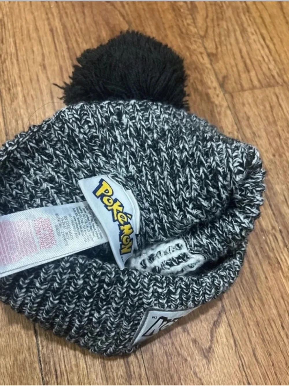 Pokemon Kids Pikachu Pom Beanie Hat - Black, Gray, Yellow